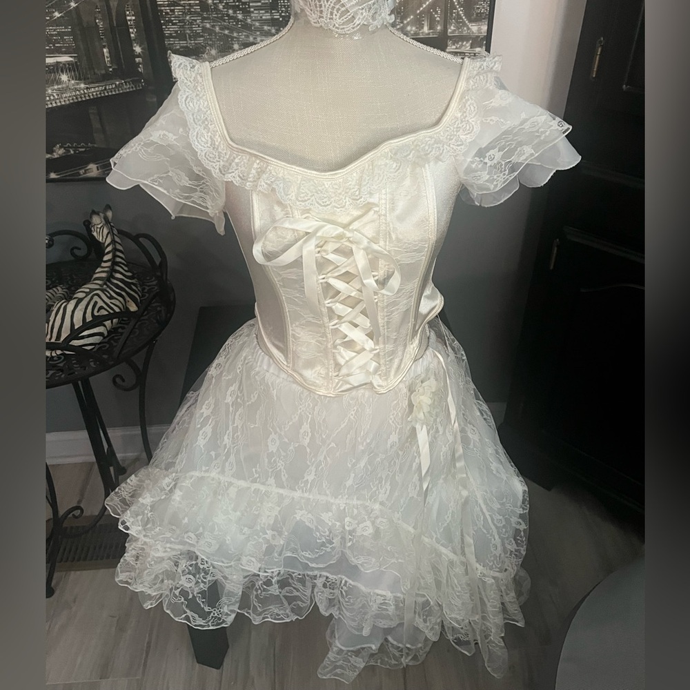 White Lace Corset Dress Halloween Masquerade
